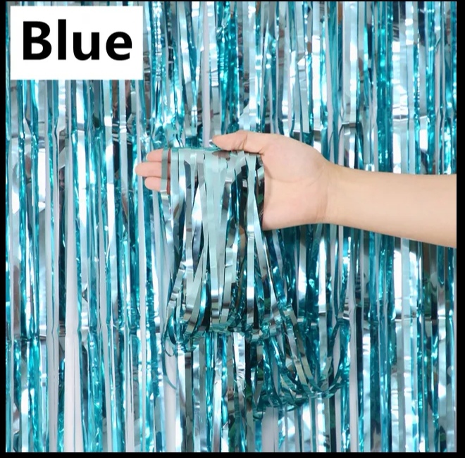 Blauer Lametta-Vorhang